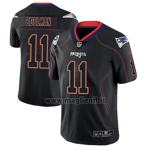 Maglia NFL Limited New England Patriots Julian Edelman Nero Color Rush 2018 Lights Out